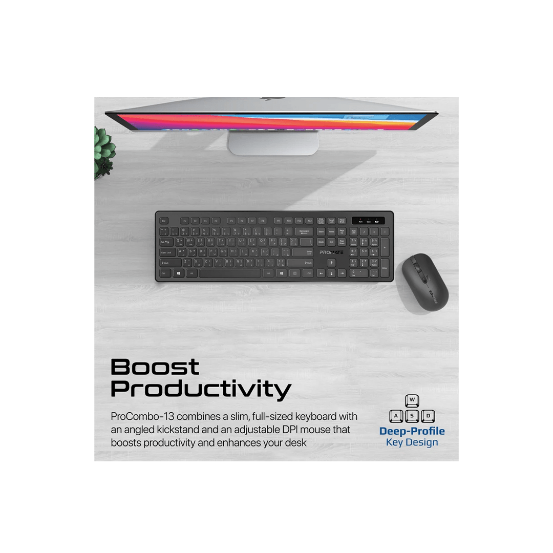 Promate ProCombo-13 Sleek Profile Full-Size Wireless Keyboard and Mouse in Qatar Promate ProCombo-13 Sleek Profile Full-Size Wireless Keyboard and Mouse in Qatar
